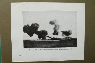 Blatt Ansicht Kriegsende 1818 Verfeuern der Munition auf Helgoland 1914-1918 große Küstengeschütze Waffenstillstand WK 1 Weltkrieg